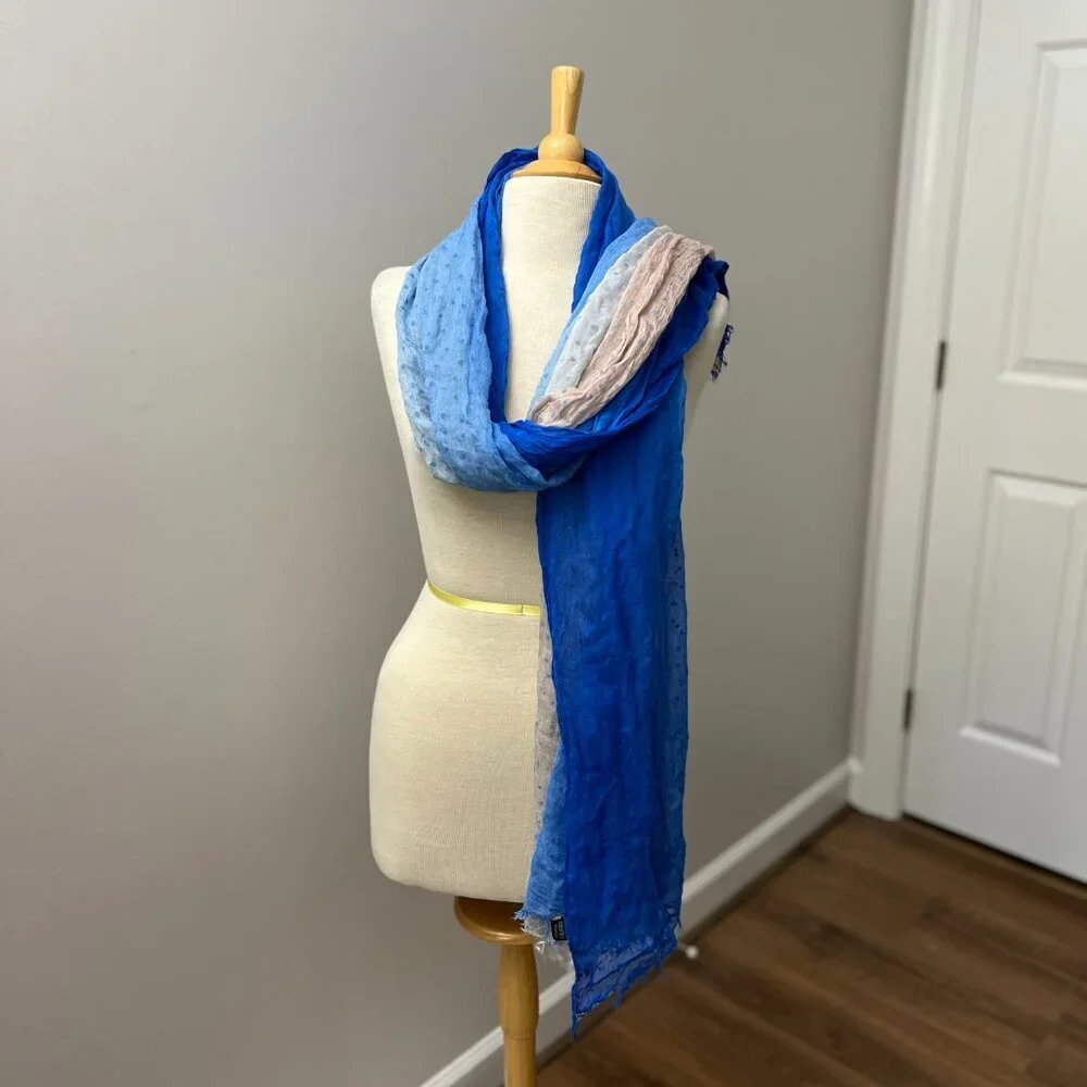 Pretty Persuasions Blue Ombre Swiss Dot Scarf Shawl